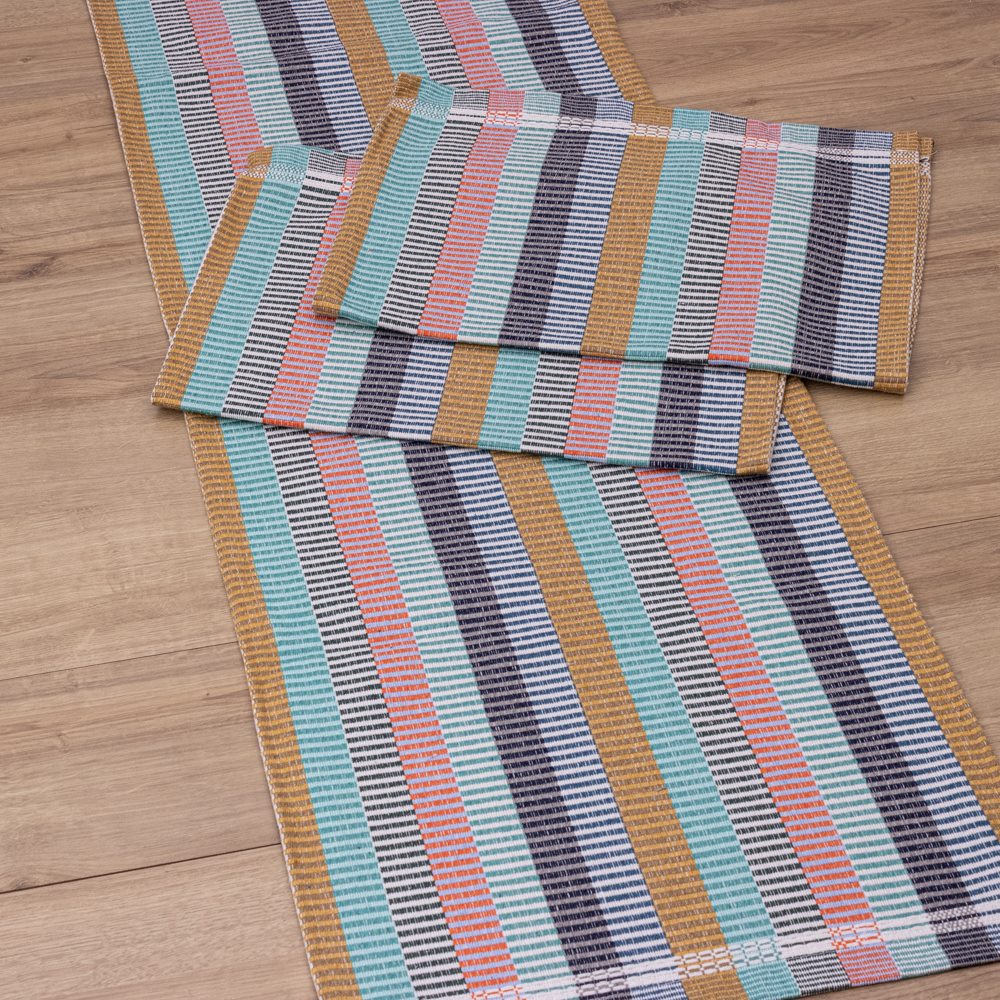 Jogo de Passadeira Zurick Listrado com 3 peças - Colorido (N)