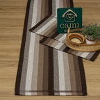 Jogo de Passadeira Zurick Listrado com 3 peças - Marrom