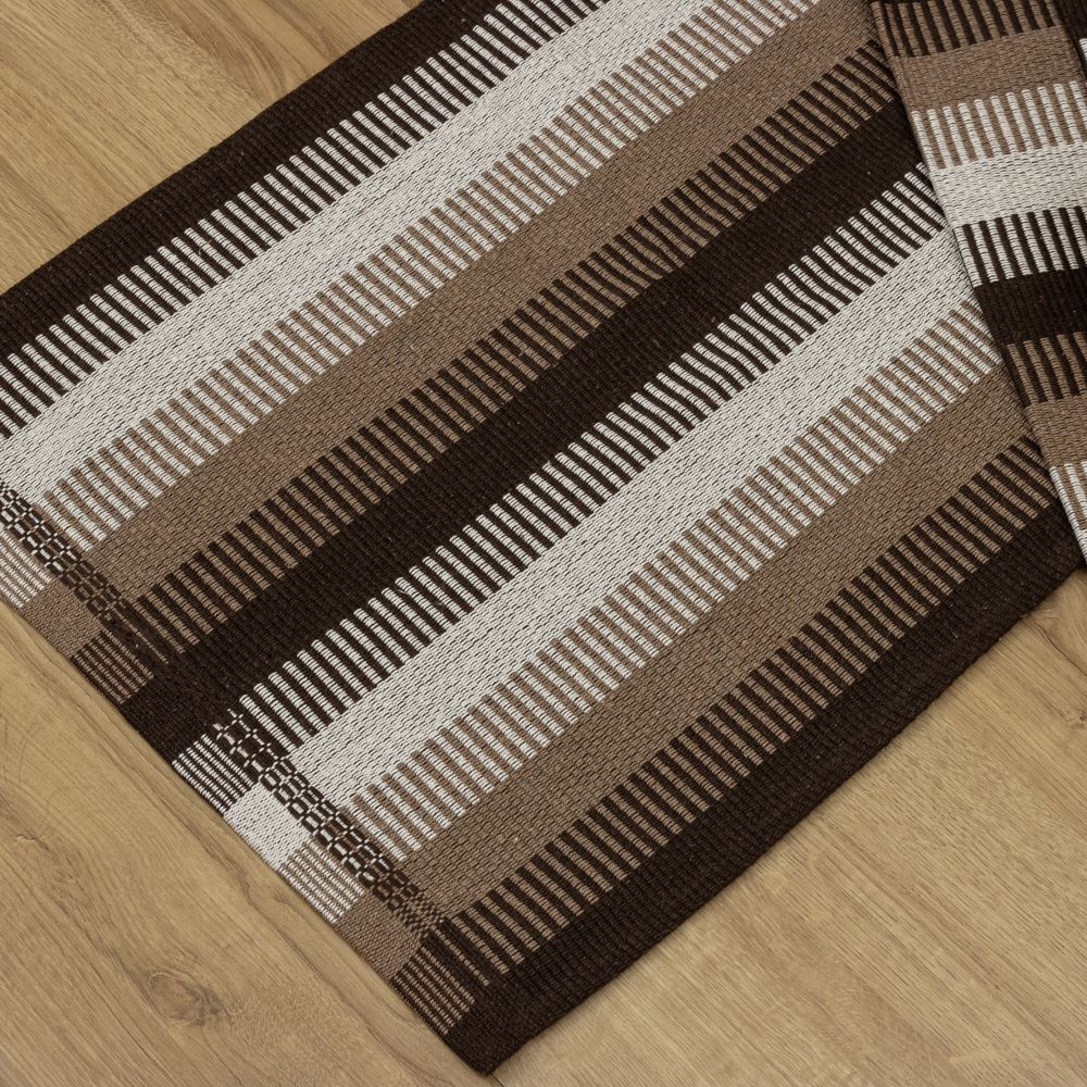 Jogo de Passadeira Zurick Listrado com 3 peças - Marrom