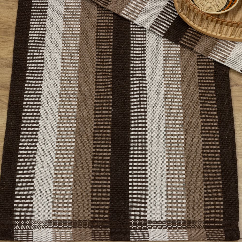 Jogo de Passadeira Zurick Listrado com 3 peças - Marrom