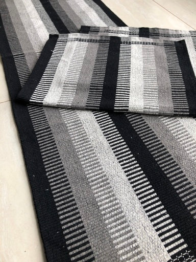 Jogo de Passadeira Zurick Listrado com 3 peças - Preto