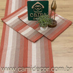 Jogo de Passadeira Zurick Listrado com 3 peças - Terracota