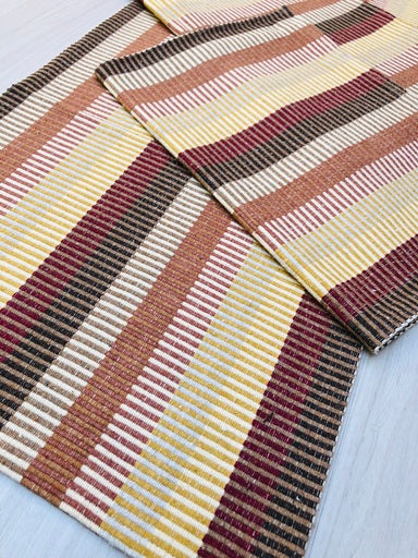 Jogo de Passadeira Zurick Listrado com 3 peças - tons Terrosos