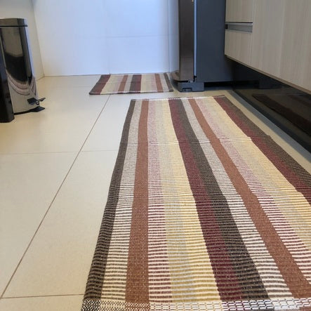 Jogo de Passadeira Zurick Listrado com 3 peças - tons Terrosos