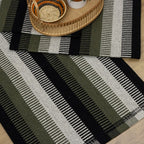 Jogo de Passadeira Zurick Listrado com 3 peças - Preto e Verde