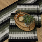 Jogo de Passadeira Zurick Listrado com 3 peças - Preto e Verde