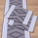 Jogo de Passadeira Zurick Zig Zag com 3 peças - Azul Claro e Escuro