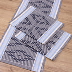 Jogo de Passadeira Zurick Zig Zag com 3 peças - Azul Claro e Escuro