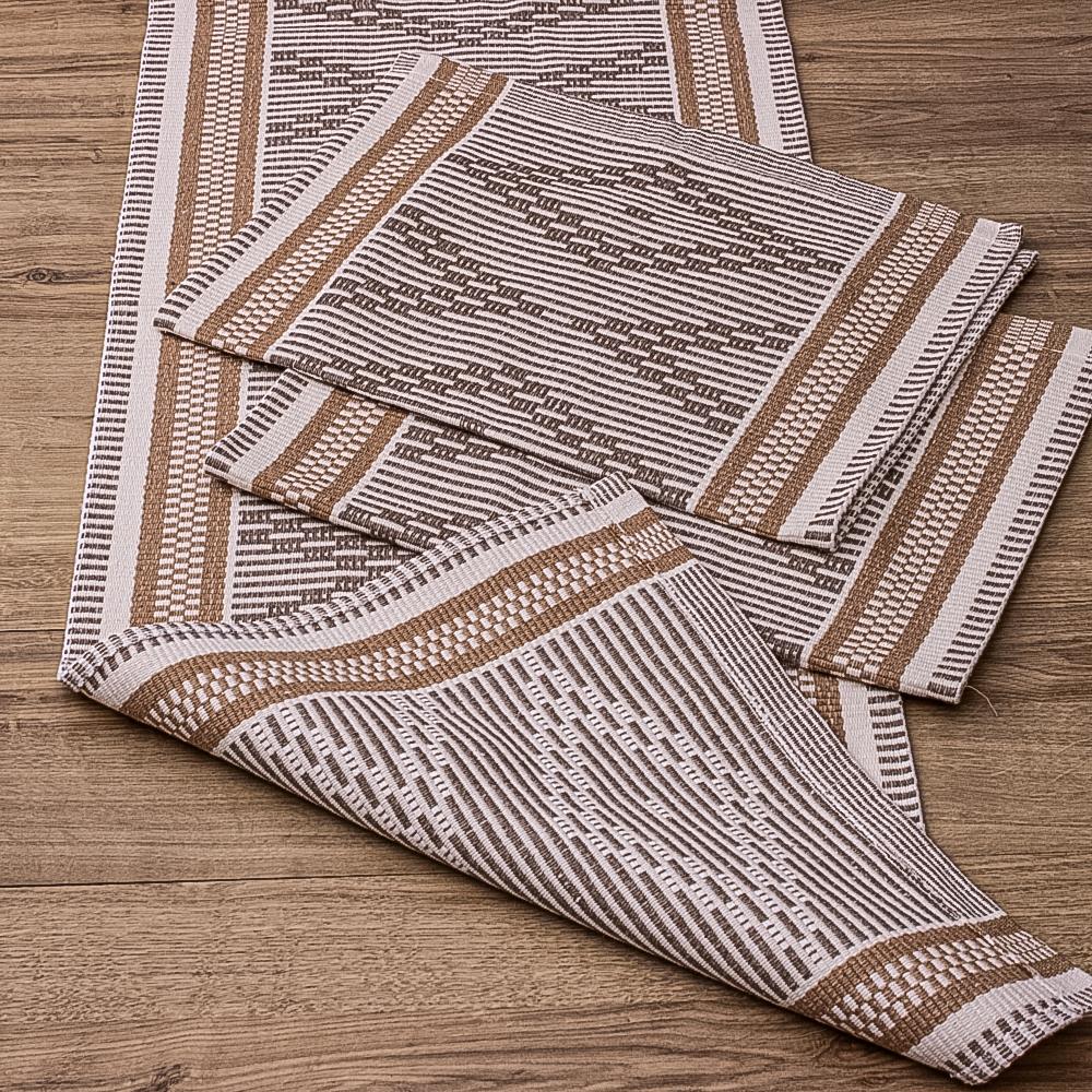 Jogo de Passadeira Zurick Zig Zag com 3 peças - Bege