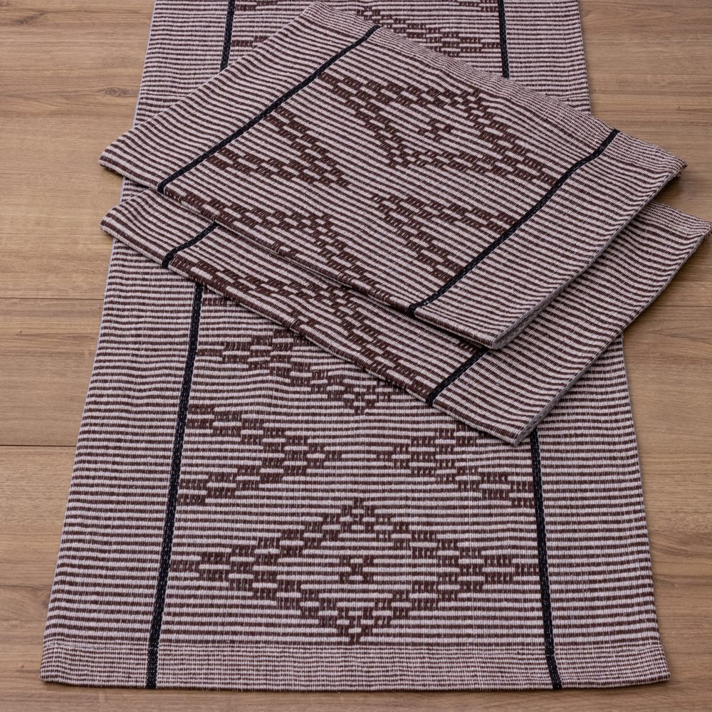 Jogo de Passadeira Zurick Zig Zag com 3 peças - Marrom e Preto