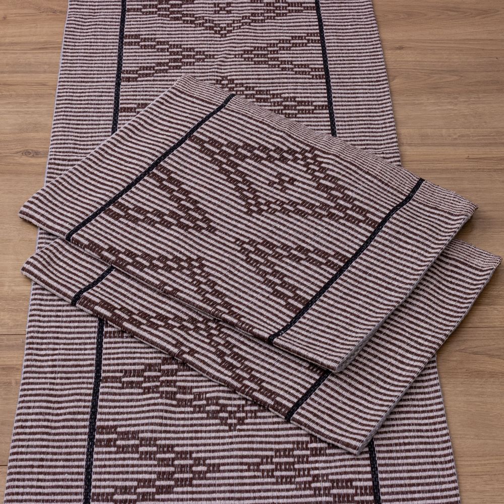 Jogo de Passadeira Zurick Zig Zag com 3 peças - Marrom e Preto