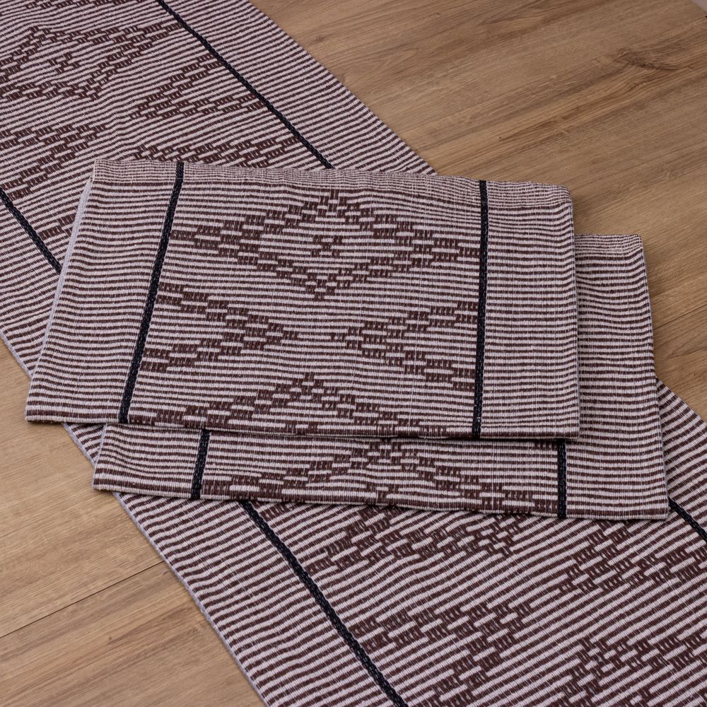 Jogo de Passadeira Zurick Zig Zag com 3 peças - Marrom e Preto