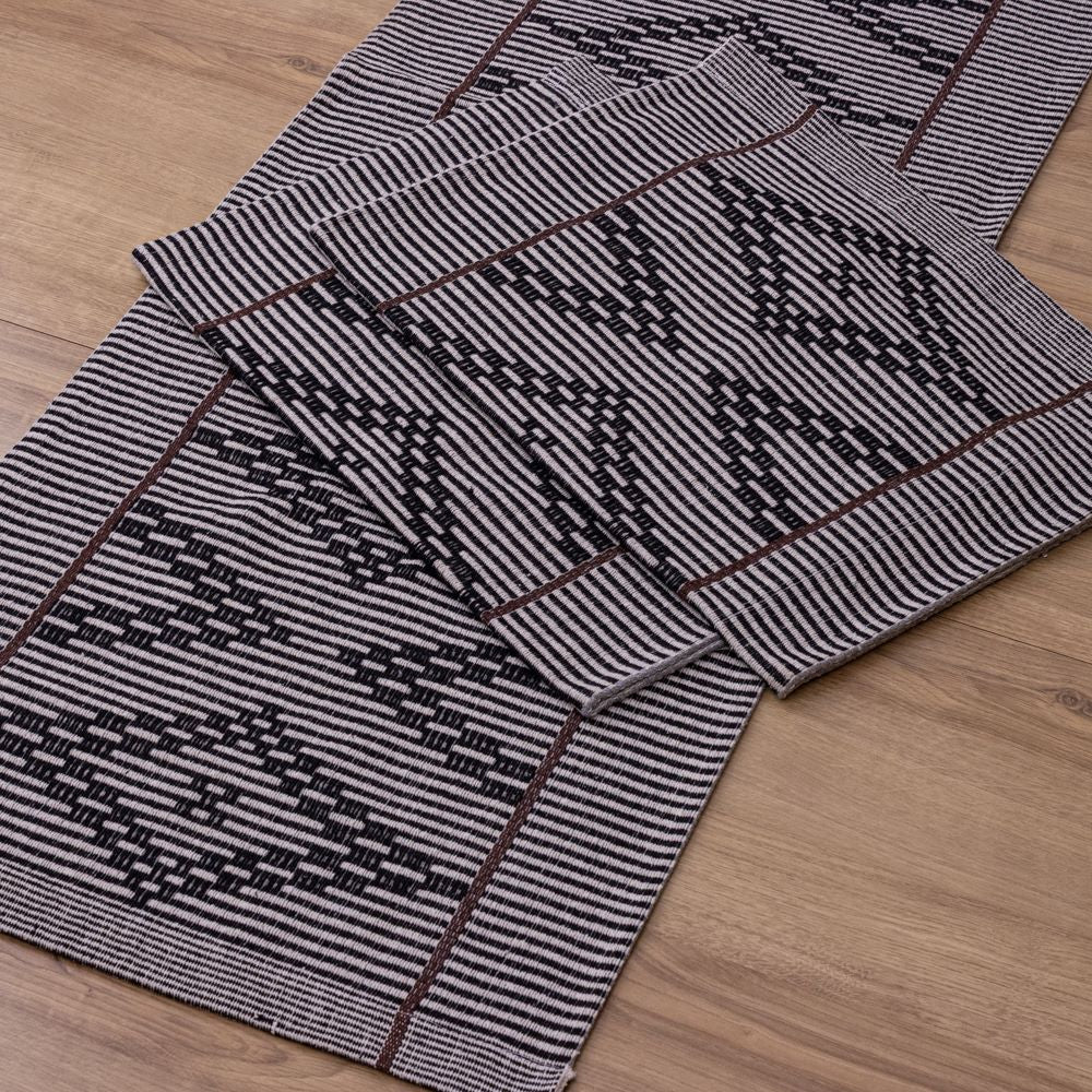 Jogo de Passadeira Zurick Zig Zag com 3 peças -  Preto e Marrom