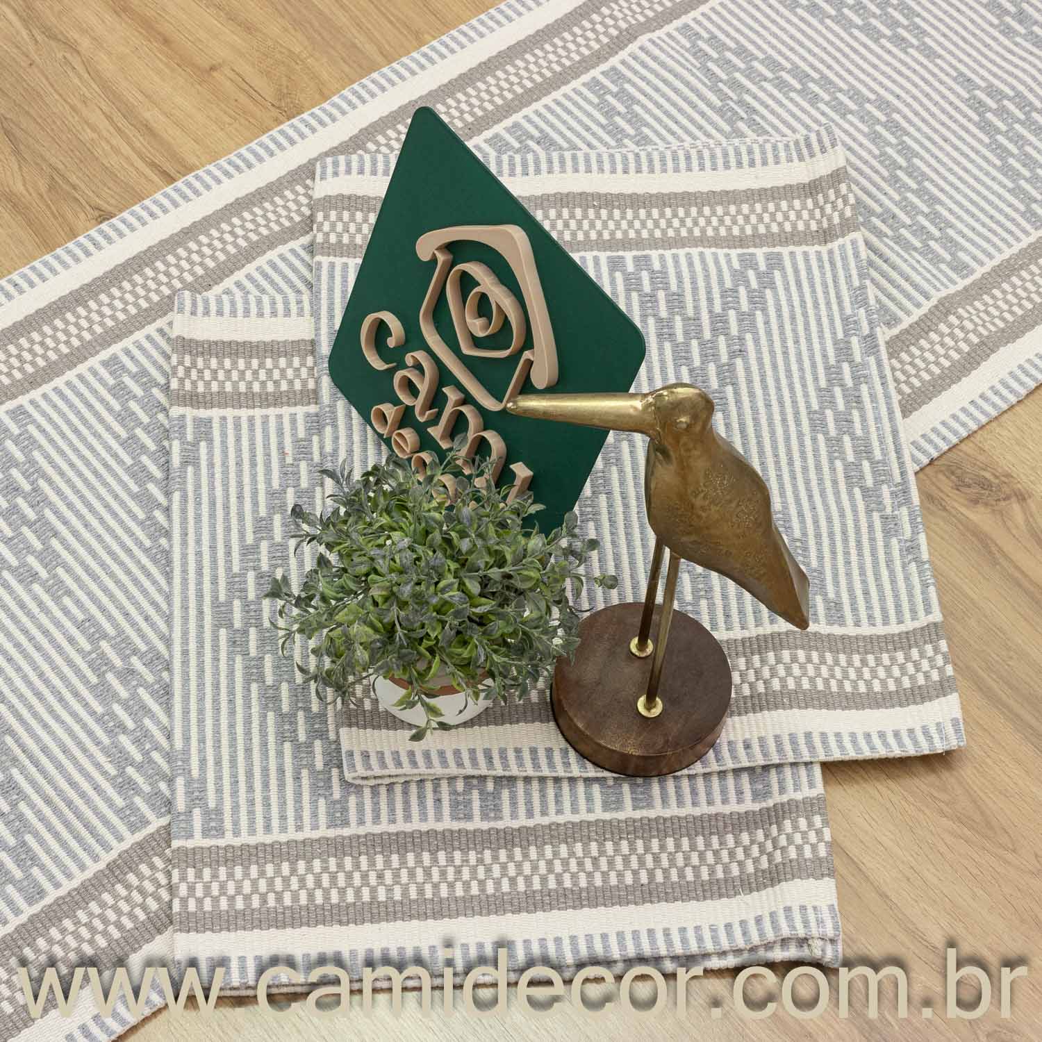 Jogo de Passadeira Zurick Zig Zag com 3 peças - Cinza Claro