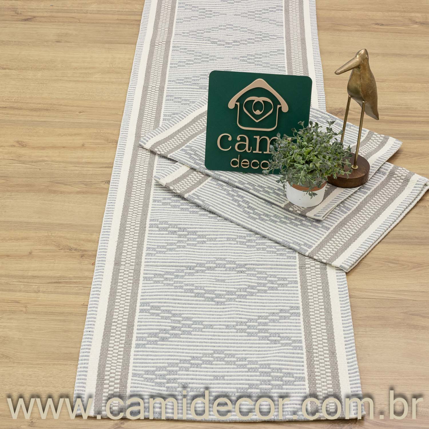 Jogo de Passadeira Zurick Zig Zag com 3 peças - Cinza Claro