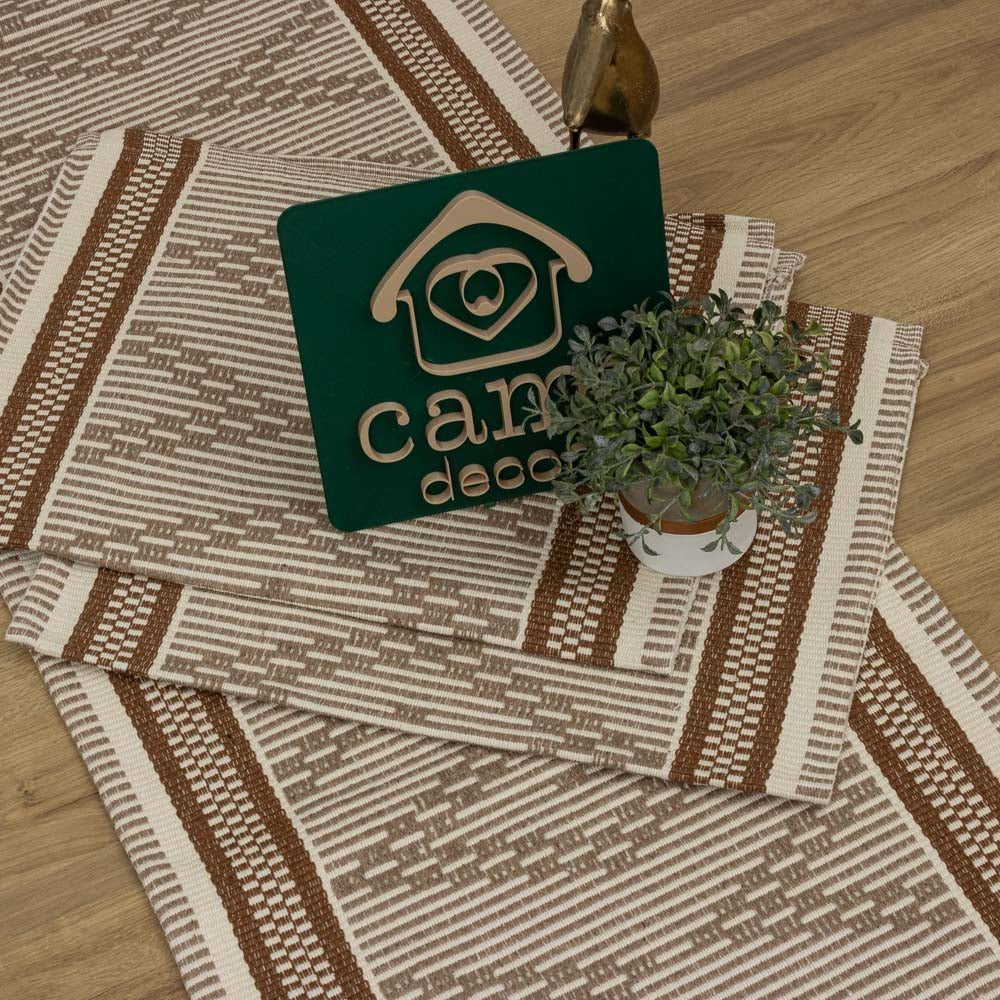 Jogo de Passadeira Zurick Zig Zag com 3 peças - Marrom Claro e Nude