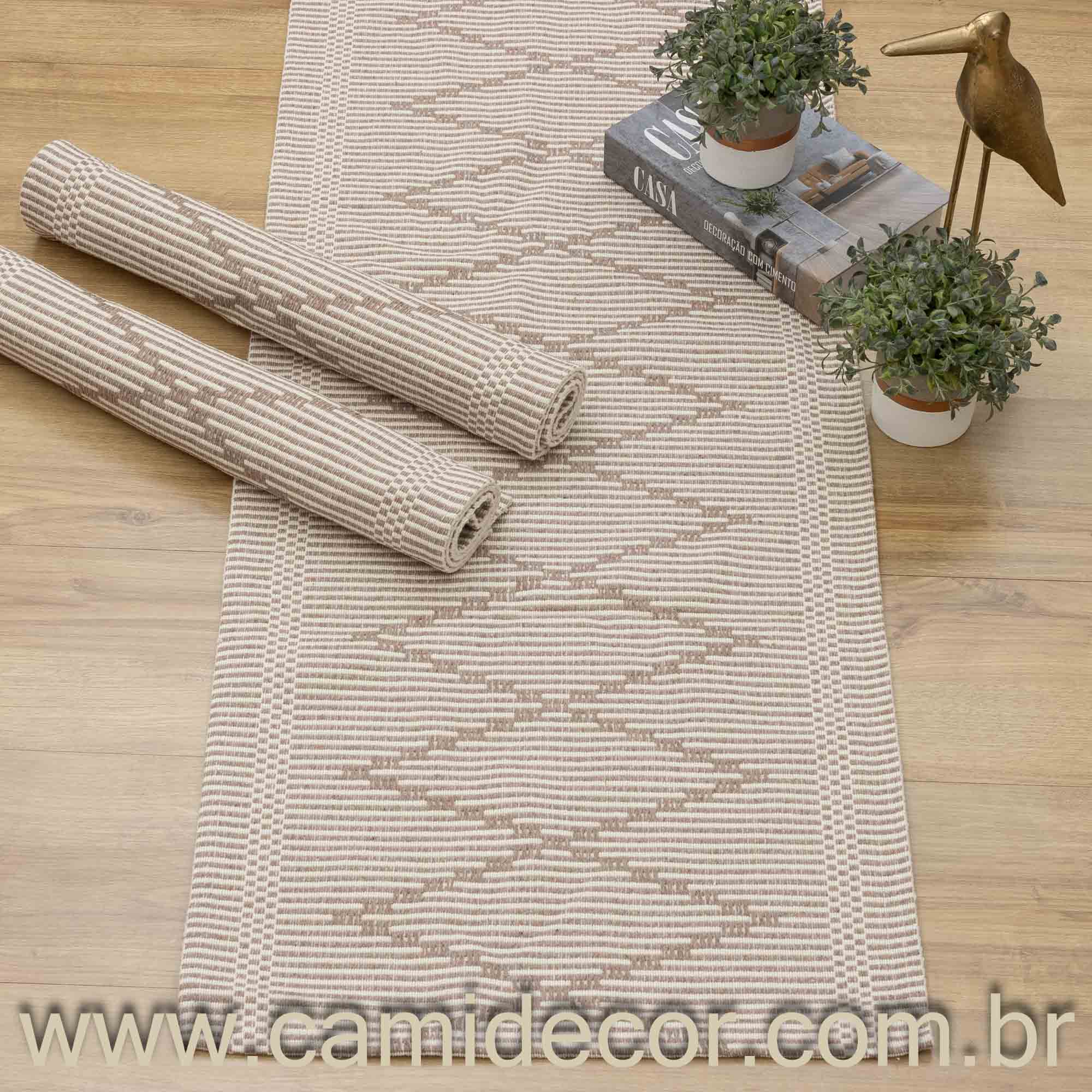 Jogo de Passadeira Zurick Zig Zag com 3 peças - Nude