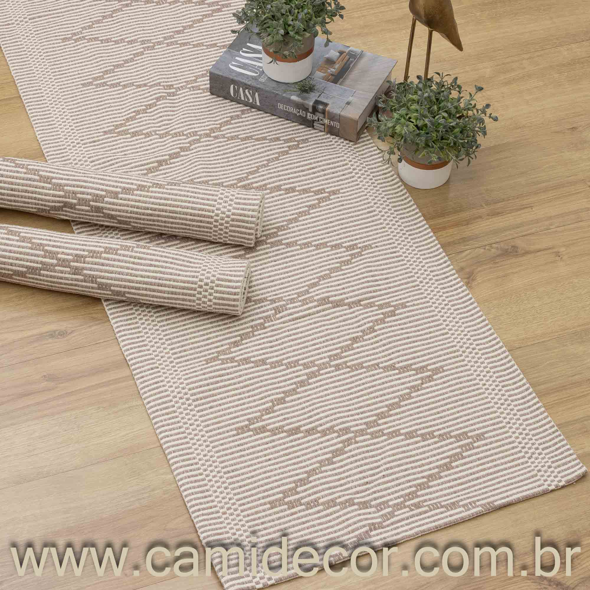 Jogo de Passadeira Zurick Zig Zag com 3 peças - Nude