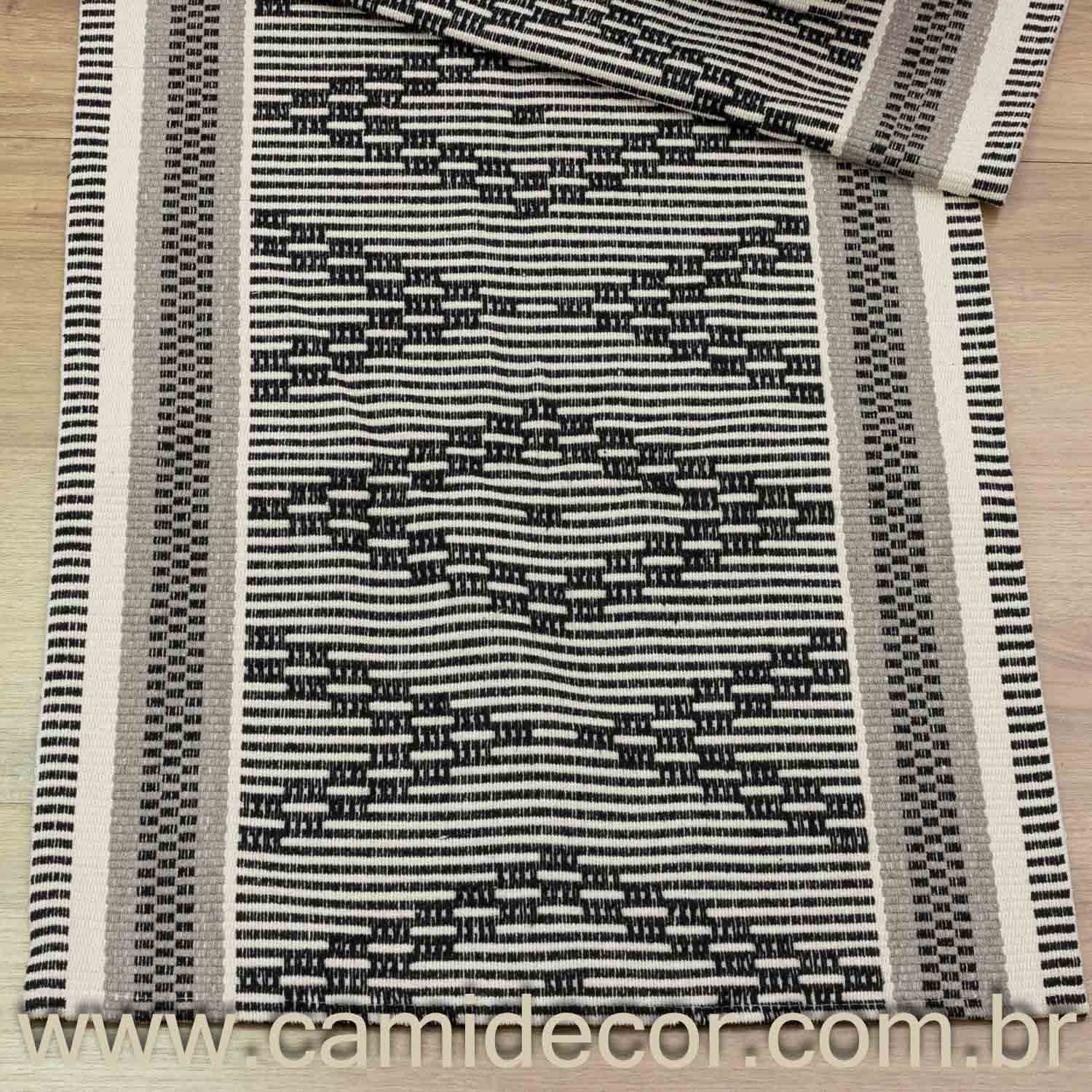 Jogo de Passadeira Zurick Zig Zag com 3 peças - Preto e Cinza