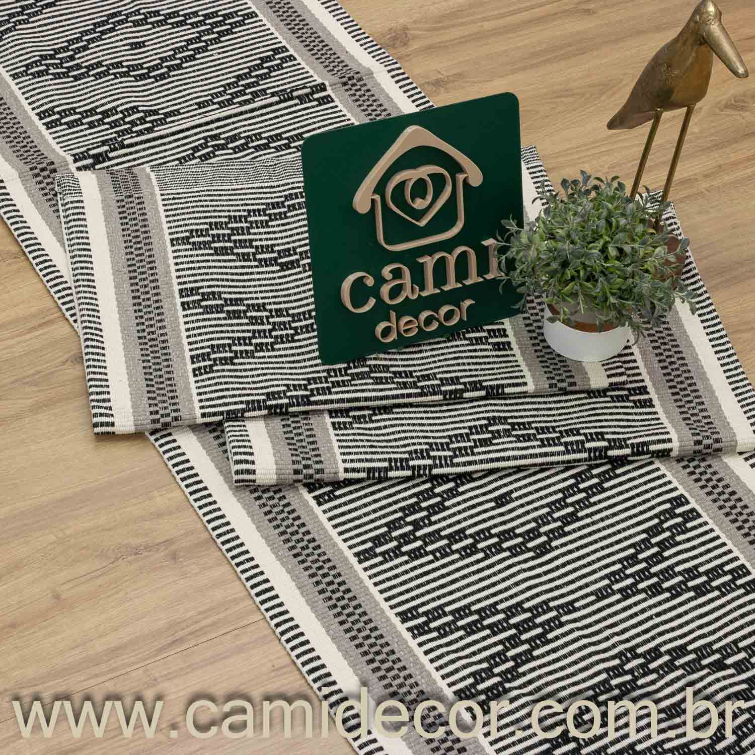 Jogo de Passadeira Zurick Zig Zag com 3 peças - Preto e Cinza