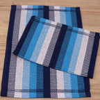 Jogo de Tapetes Zurick Listrado com 2 peças -  Azul Claro e Escuro