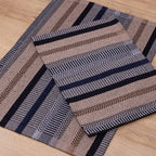 Jogo de Tapetes Zurick Listrado com 2 peças -  Preto, Cinza e Bege