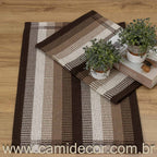 Jogo de Tapetes Zurick Listrado com 2 peças - Marrom