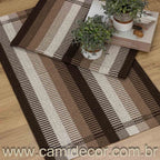 Jogo de Tapetes Zurick Listrado com 2 peças - Marrom