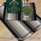 Jogo de Tapetes Zurick Listrado com 2 peças - Preto