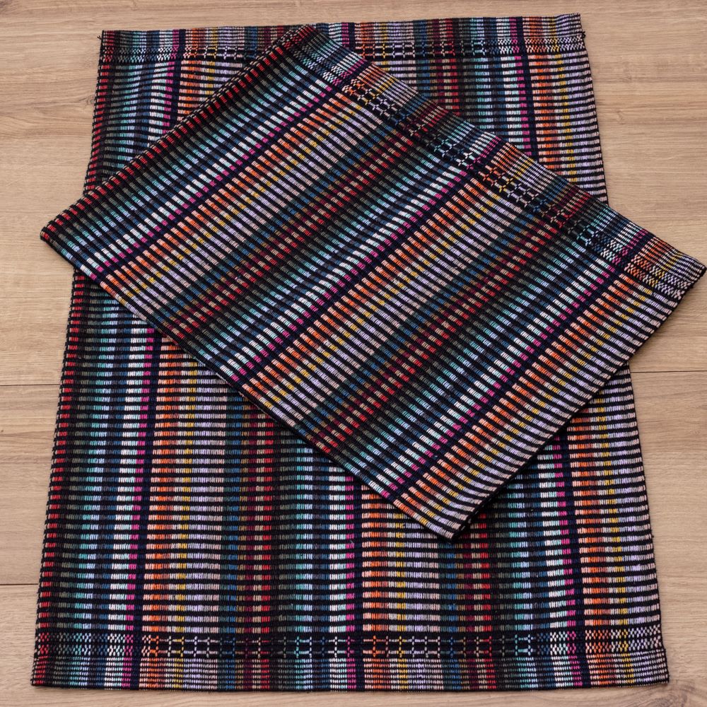 Jogo de Tapetes Zurick Listrado com 2 peças - Preto Colorido