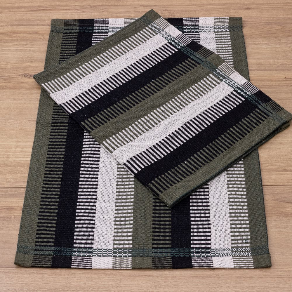 Jogo de Tapetes Zurick Listrado com 2 peças -  Verde