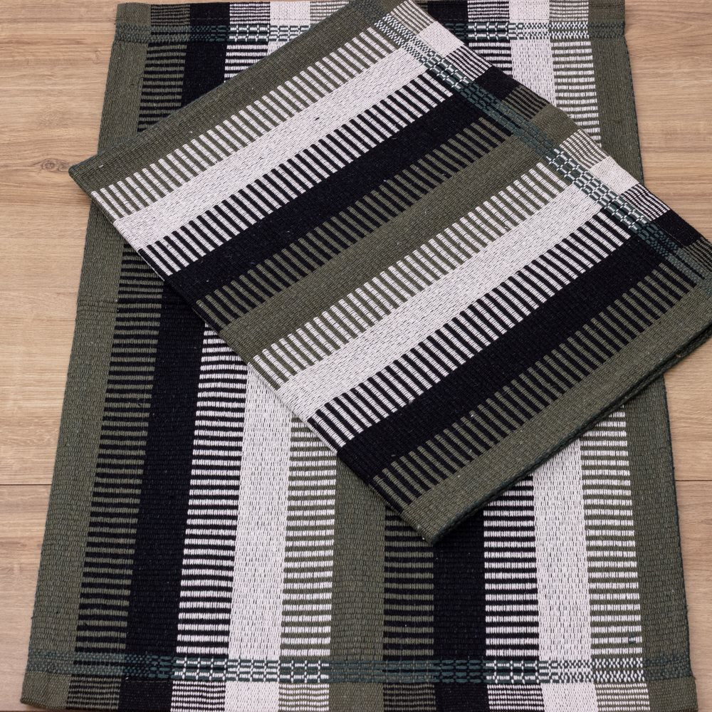 Jogo de Tapetes Zurick Listrado com 2 peças -  Verde