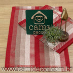 Jogo de Tapetes Zurick Listrado com 2 peças - Vermelho