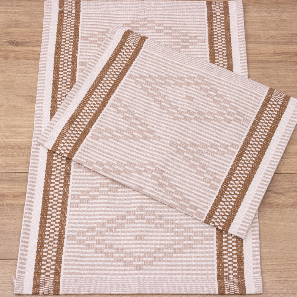 Jogo de Tapetes Zurick Zig Zag com 2 peças - Nude e Marrom Claro