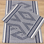 Jogo de Tapetes Zurick Zig Zag com 2 peças - Azul Marinho