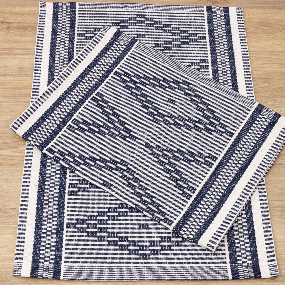 Jogo de Tapetes Zurick Zig Zag com 2 peças - Azul Marinho