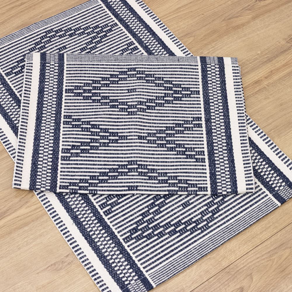 Jogo de Tapetes Zurick Zig Zag com 2 peças - Azul Marinho