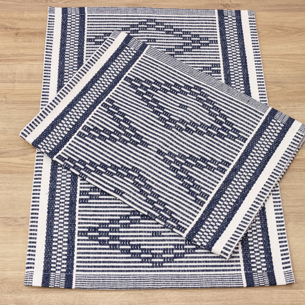 Jogo de Tapetes Zurick Zig Zag com 2 peças - Azul Marinho