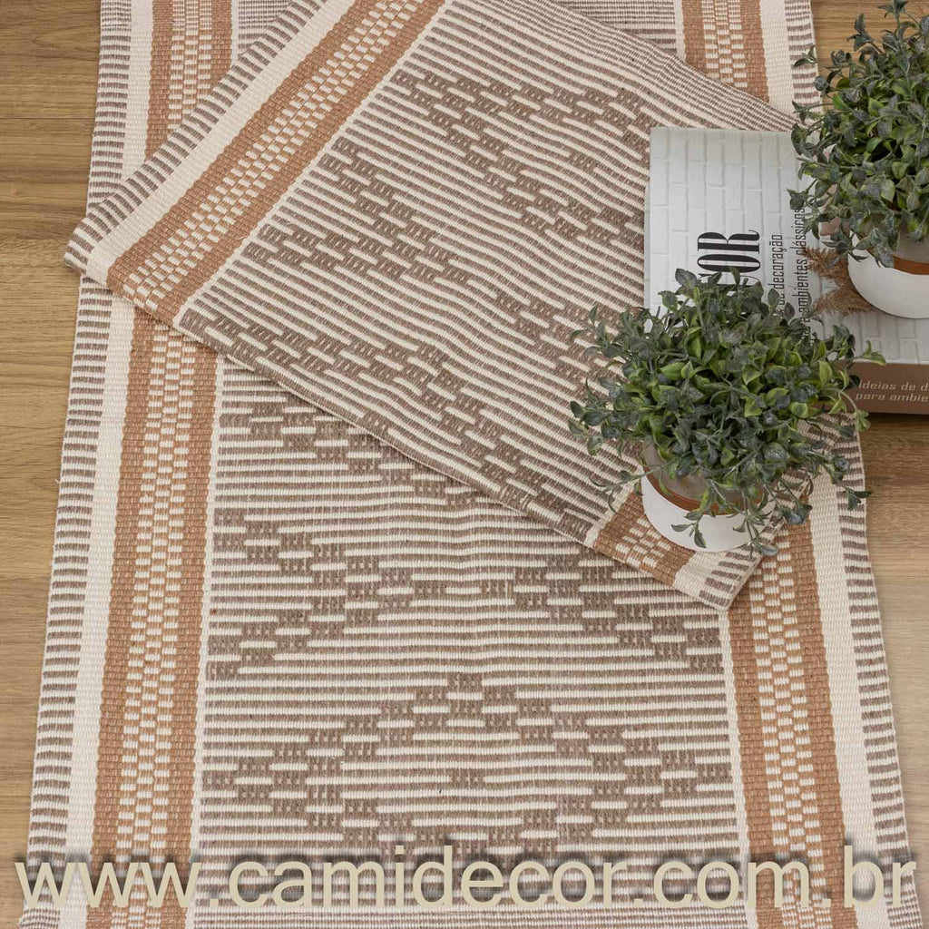 Jogo de Tapetes Zurick Zig Zag com 2 peças - Bege
