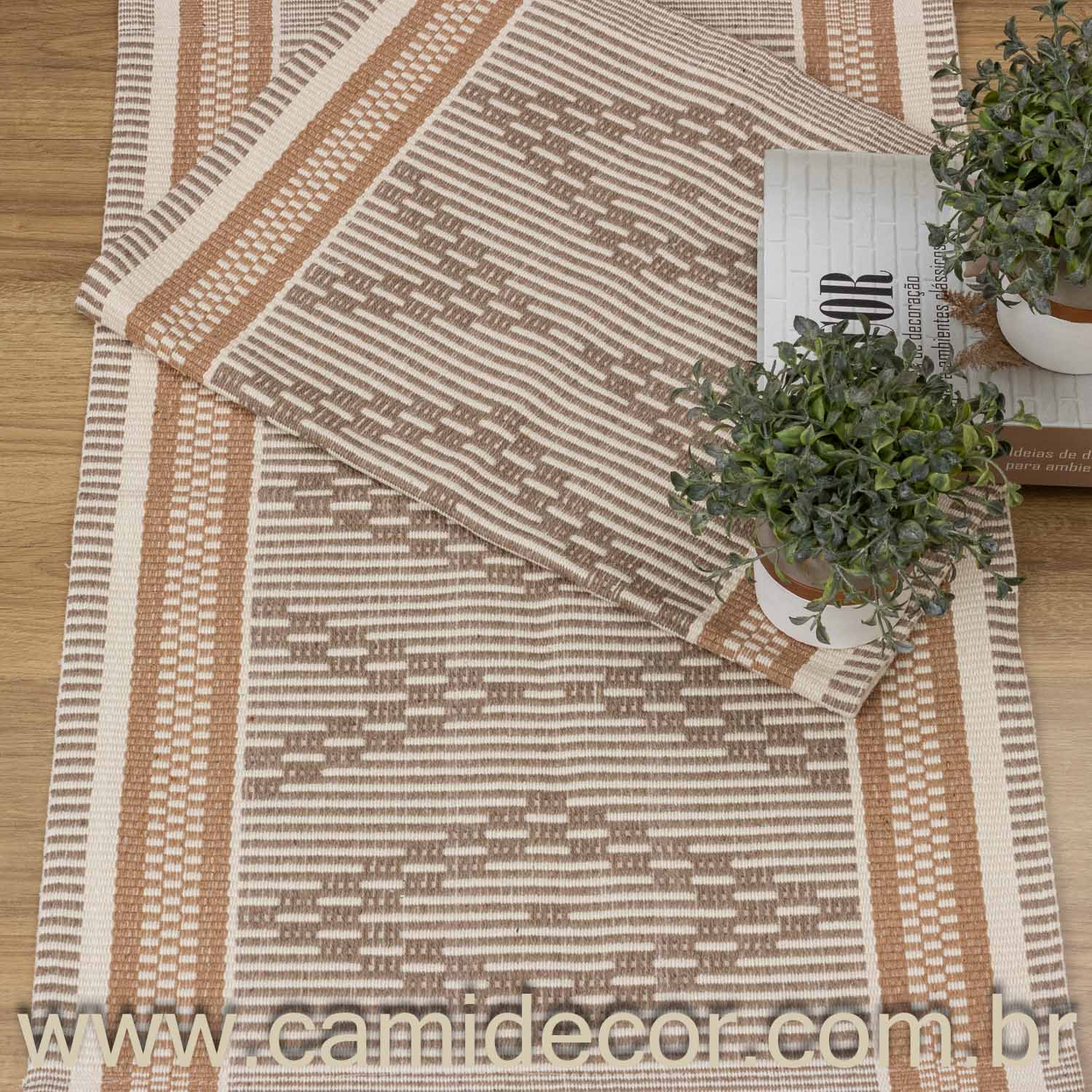 Jogo de Tapetes Zurick Zig Zag com 2 peças - Bege