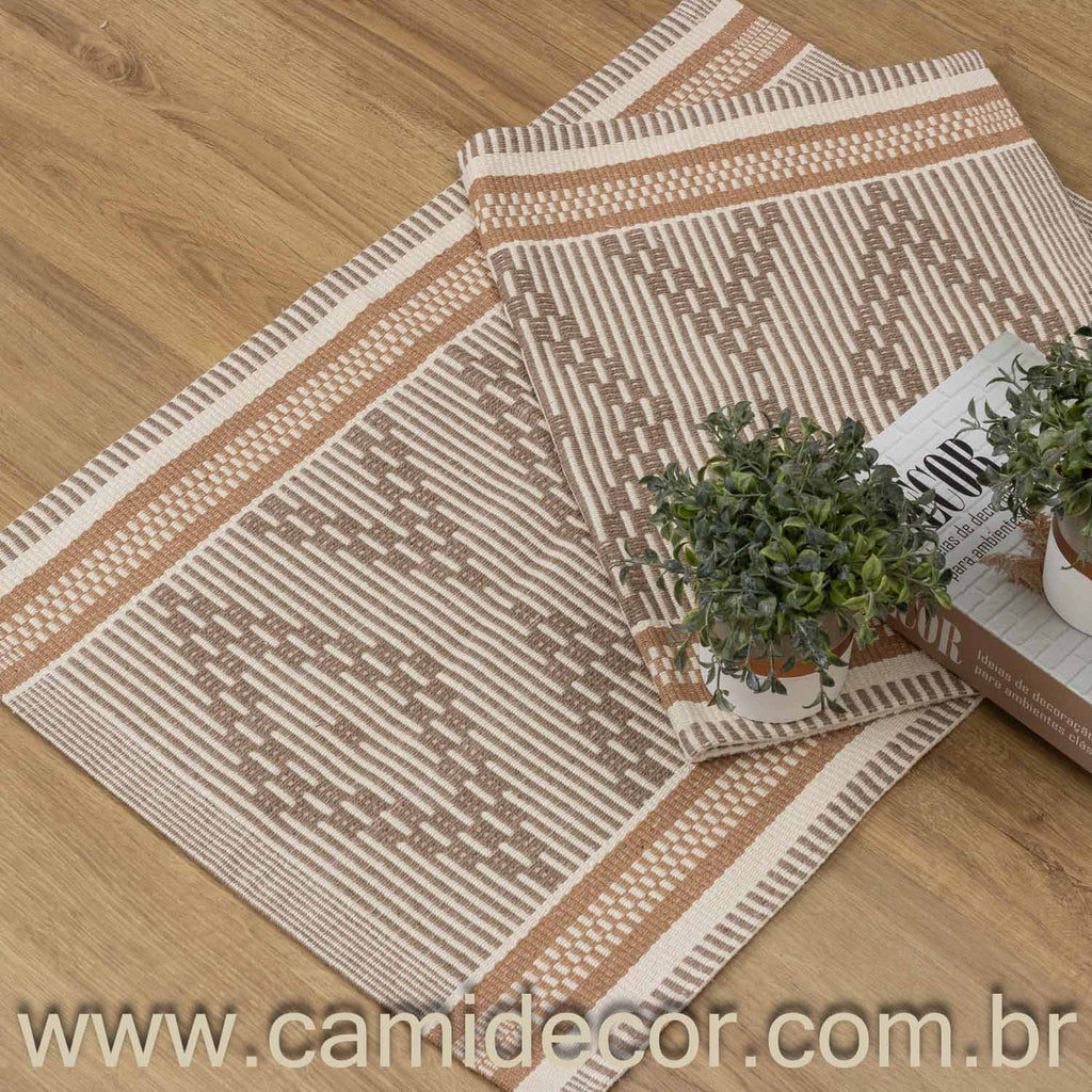 Jogo de Tapetes Zurick Zig Zag com 2 peças - Bege