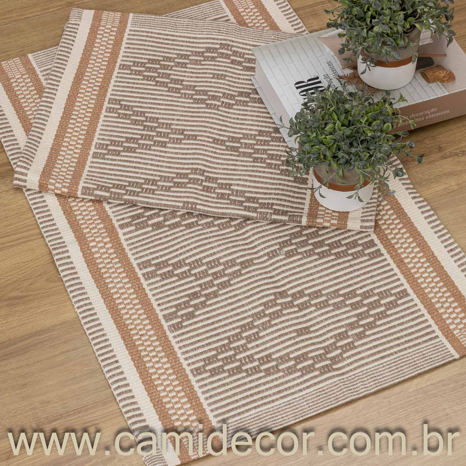 Jogo de Tapetes Zurick Zig Zag com 2 peças - Bege