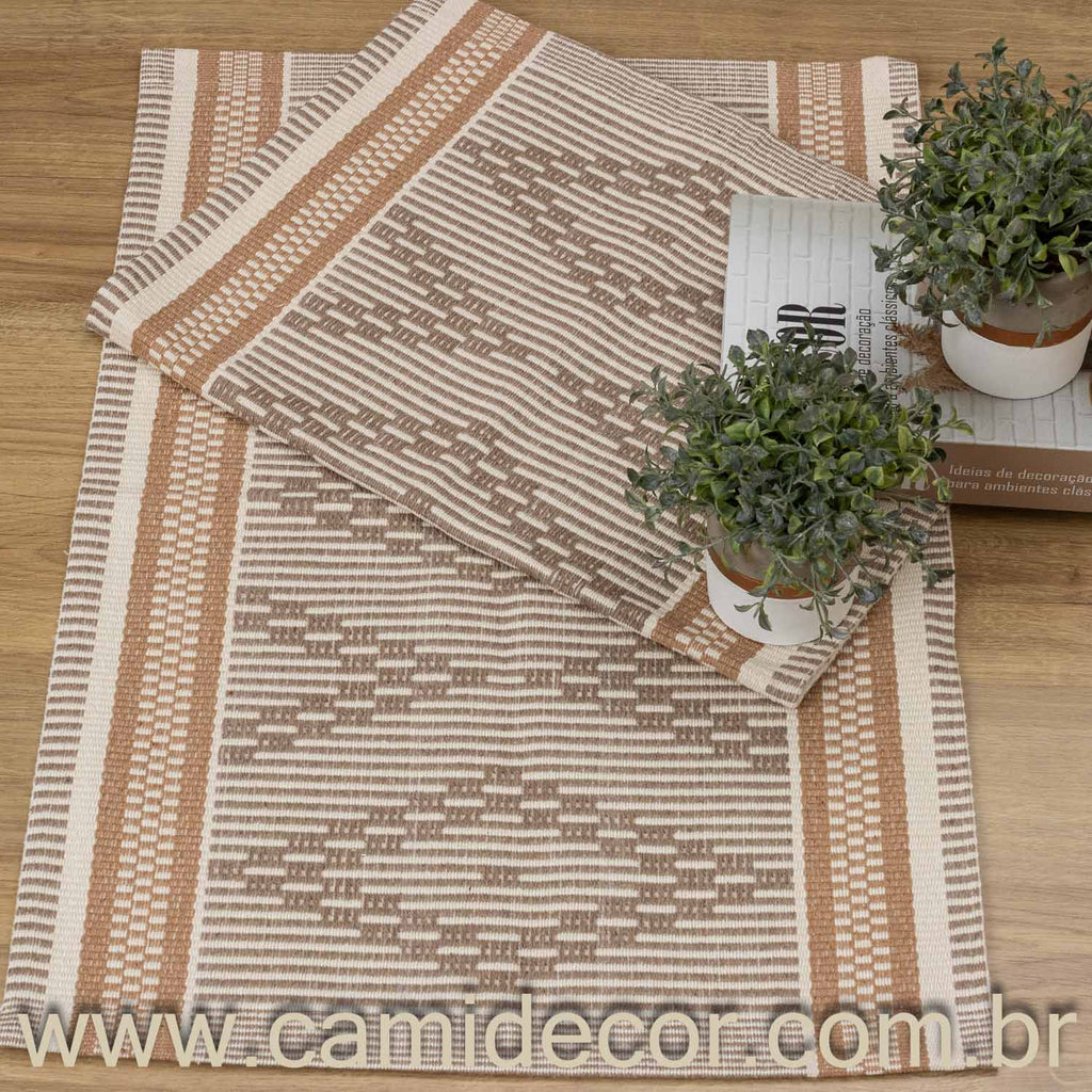 Jogo de Tapetes Zurick Zig Zag com 2 peças - Bege