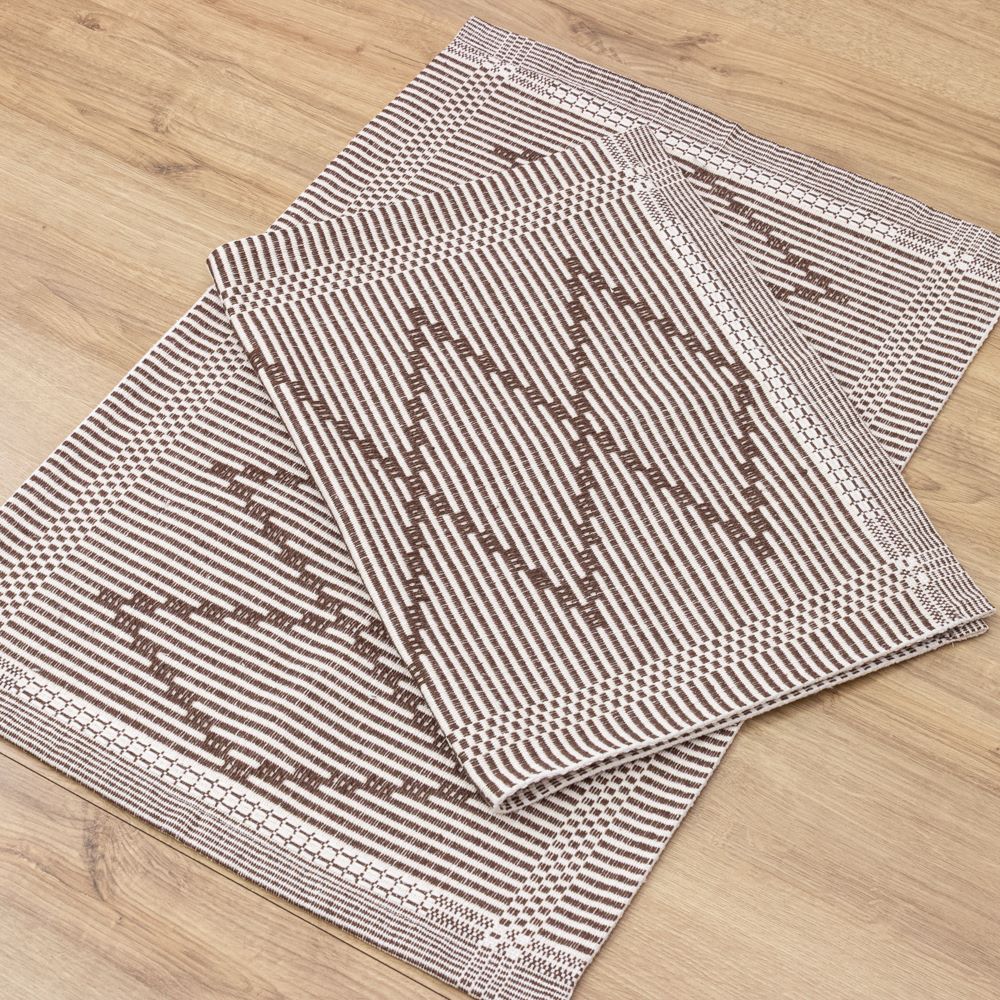 Jogo de Tapetes Zurick Zig Zag com 2 peças - Café