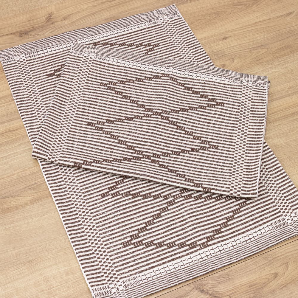 Jogo de Tapetes Zurick Zig Zag com 2 peças - Café