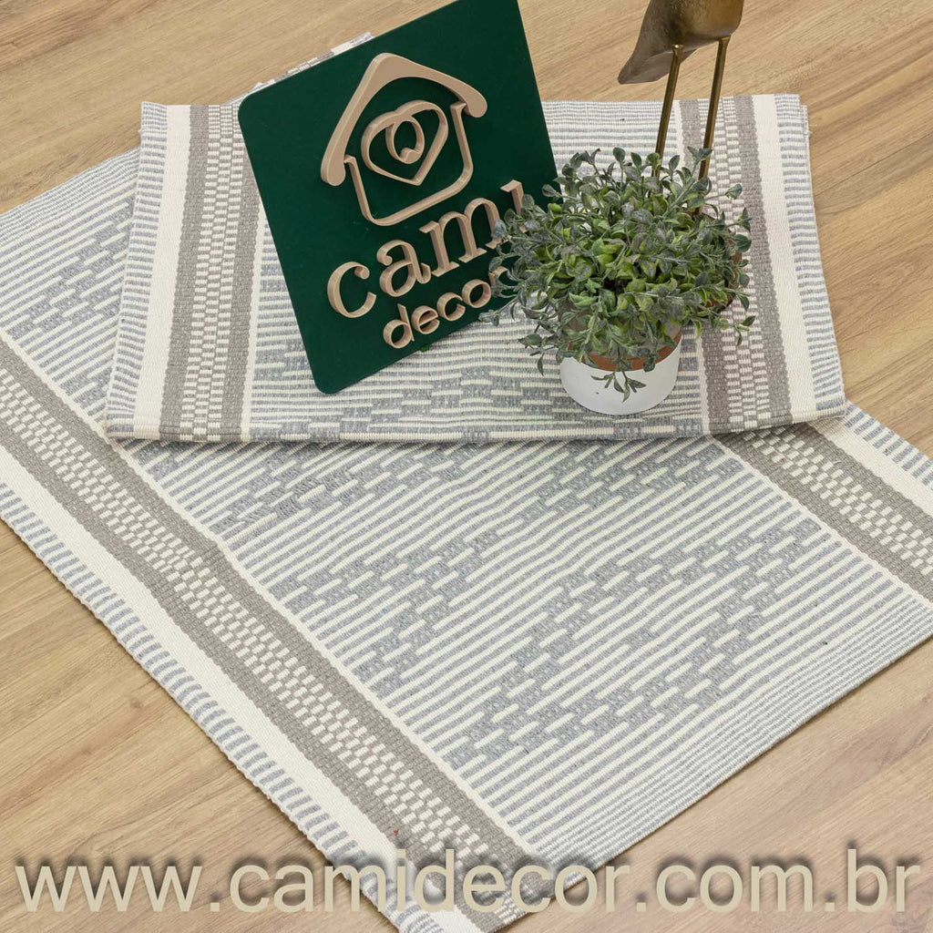 Jogo de Tapetes Zurick Zig Zag com 2 peças - Cinza Claro