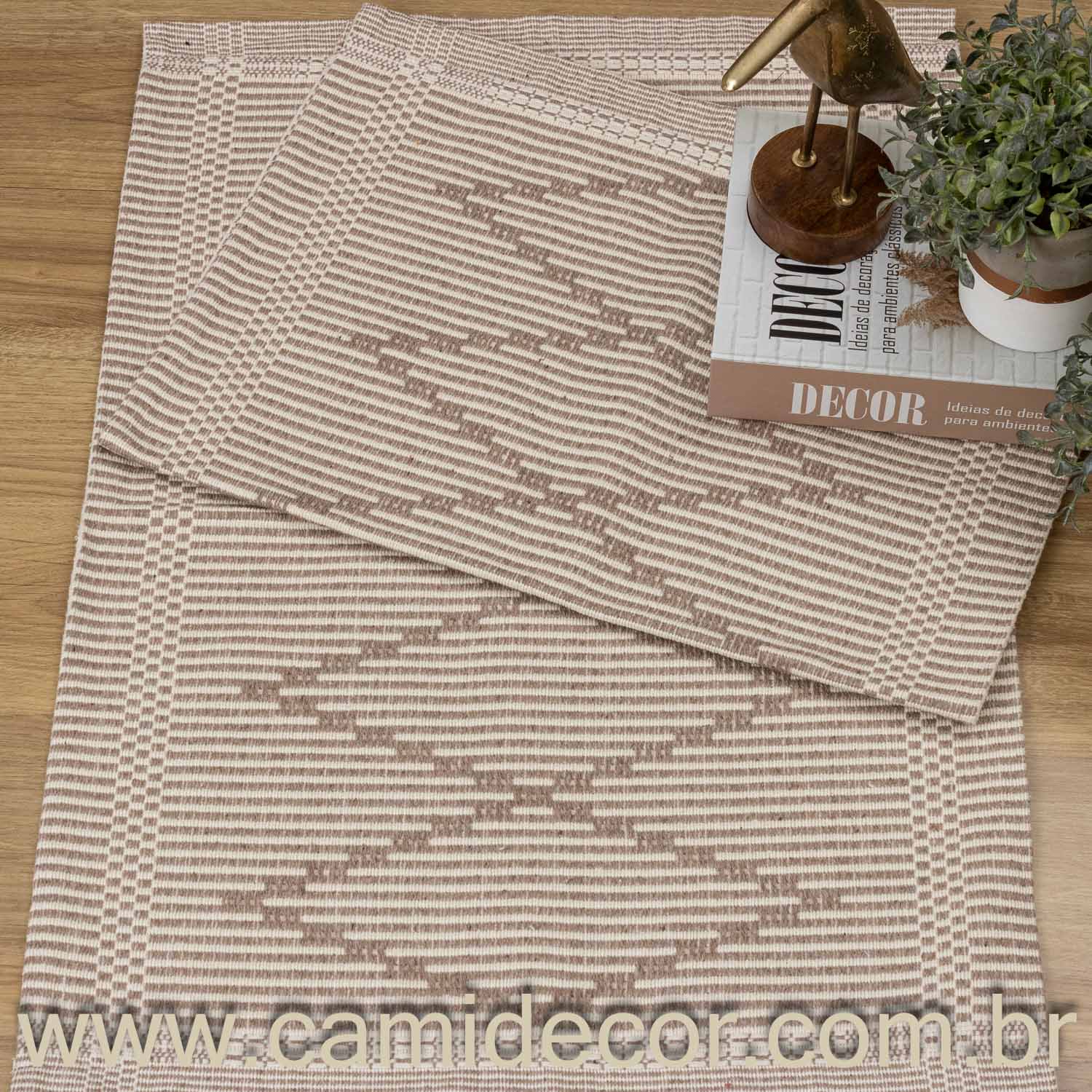 Jogo de Tapetes Zurick Zig Zag com 2 peças - Nude