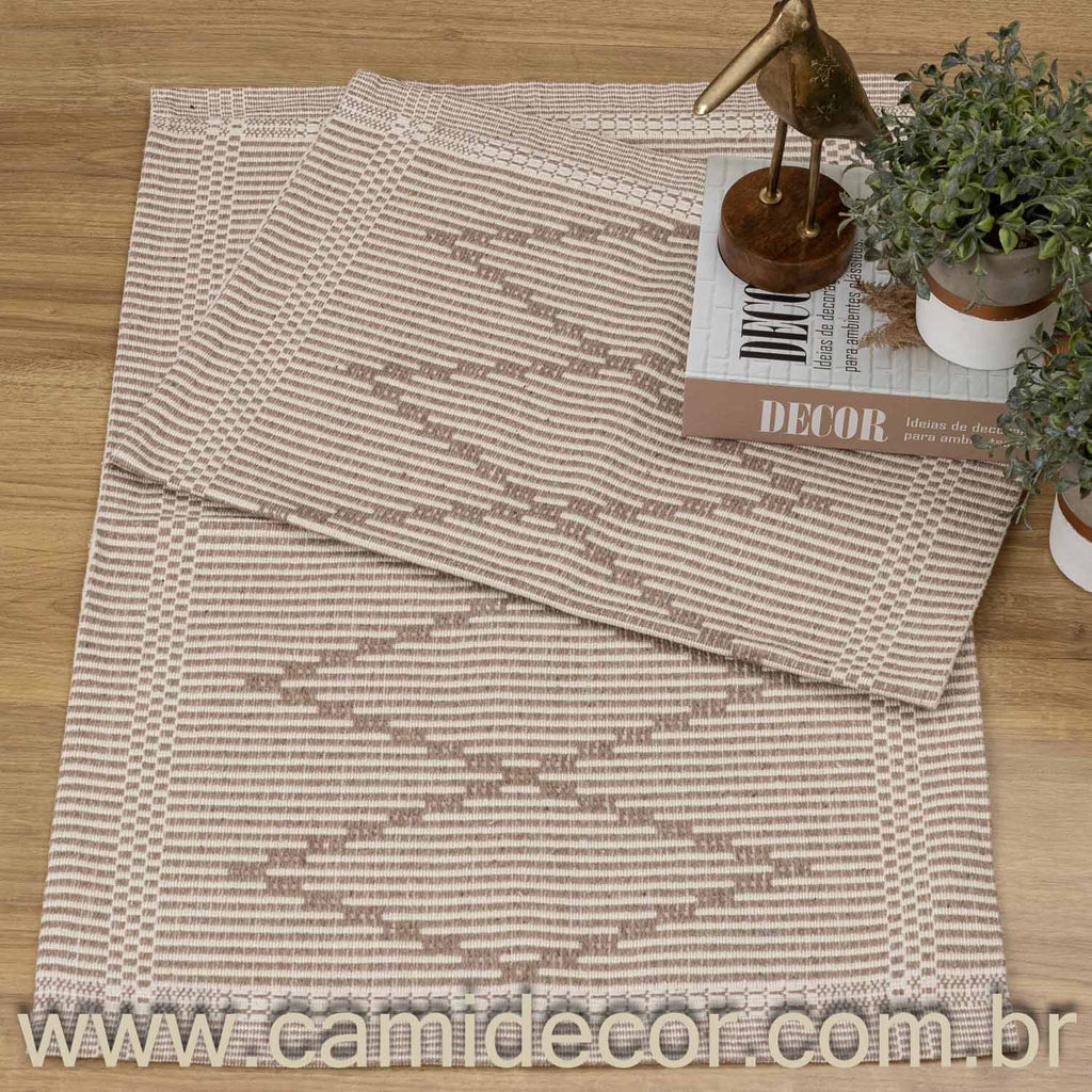 Jogo de Tapetes Zurick Zig Zag com 2 peças - Nude