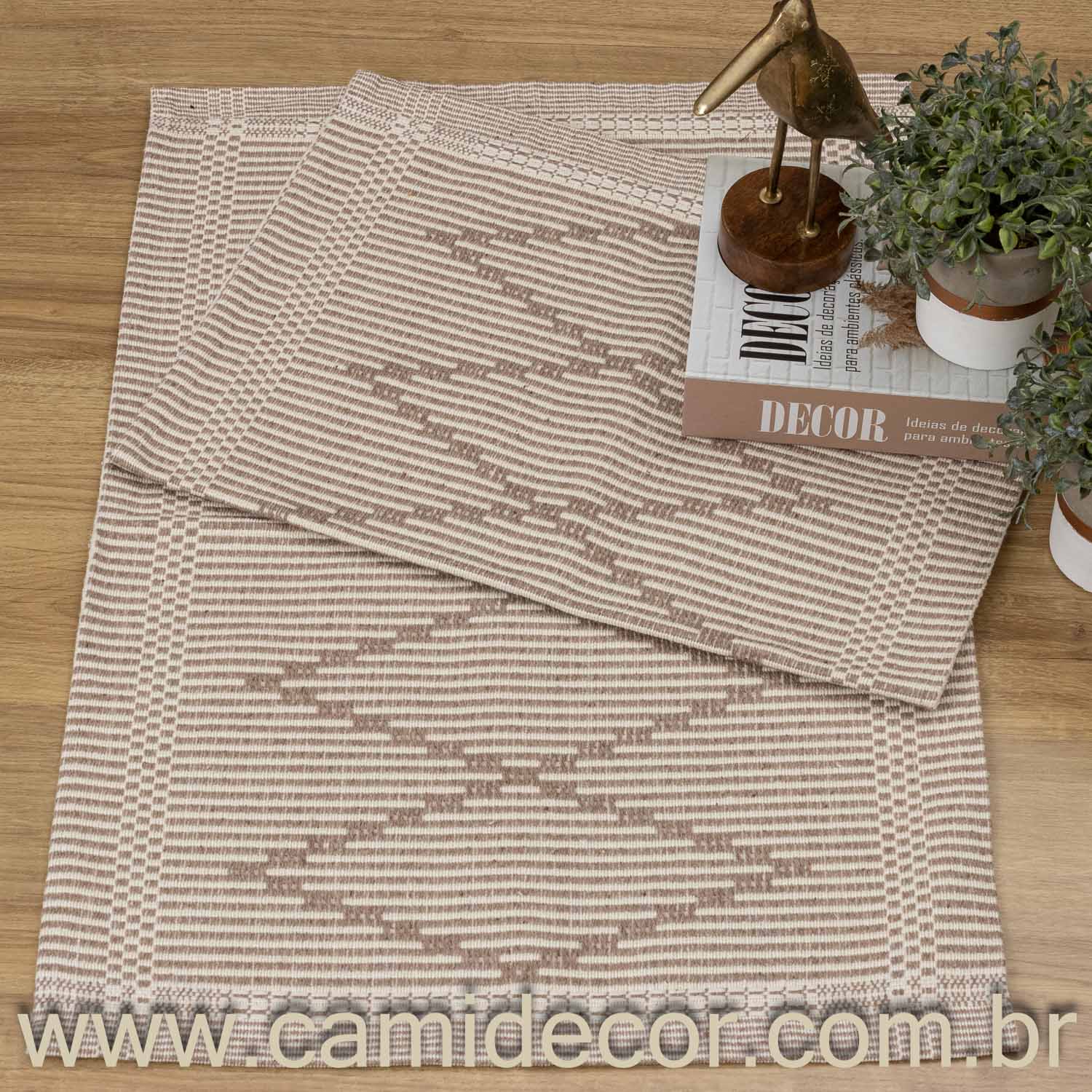 Jogo de Tapetes Zurick Zig Zag com 2 peças - Nude