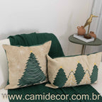 Kit com 2 Capas Aveludadas e Bordadas Natalinas - Floresta de Natal